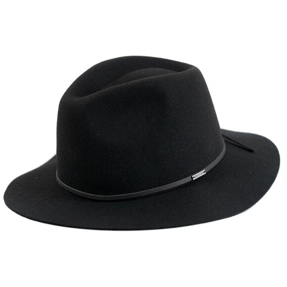 Brixton Wesley Felted Wool Fedora Sz M Unisex Relax Brim Leather Trim Black NWT main image 8